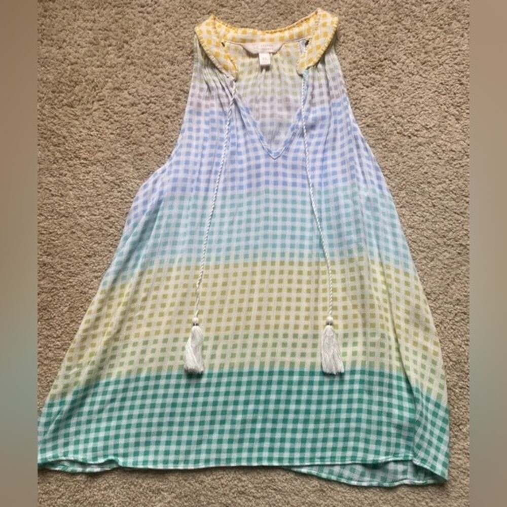 LC Lauren Conrad Checked Print Tank with Tassels - Picture 2 of 7